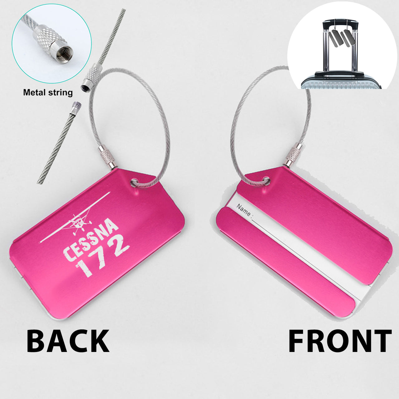 Cessna 172 & Plane Designed Fashion Metal Luggage Tags