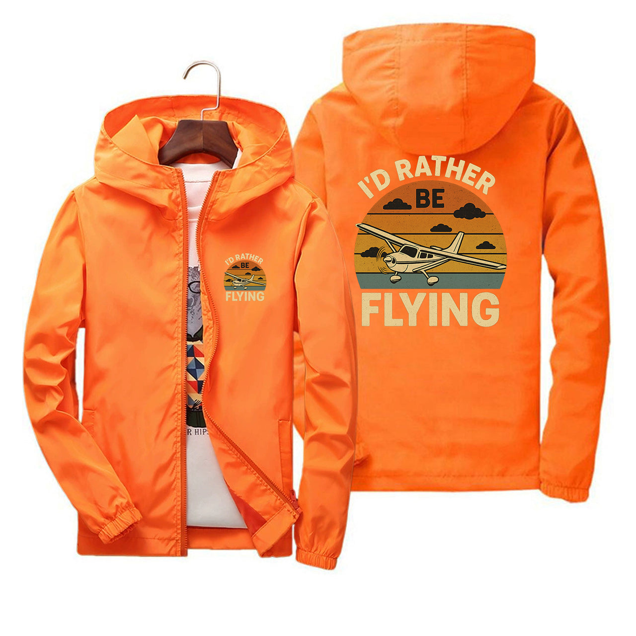 Retro I'D Rather Be Flying Designed Thin Windbreaker Jackets