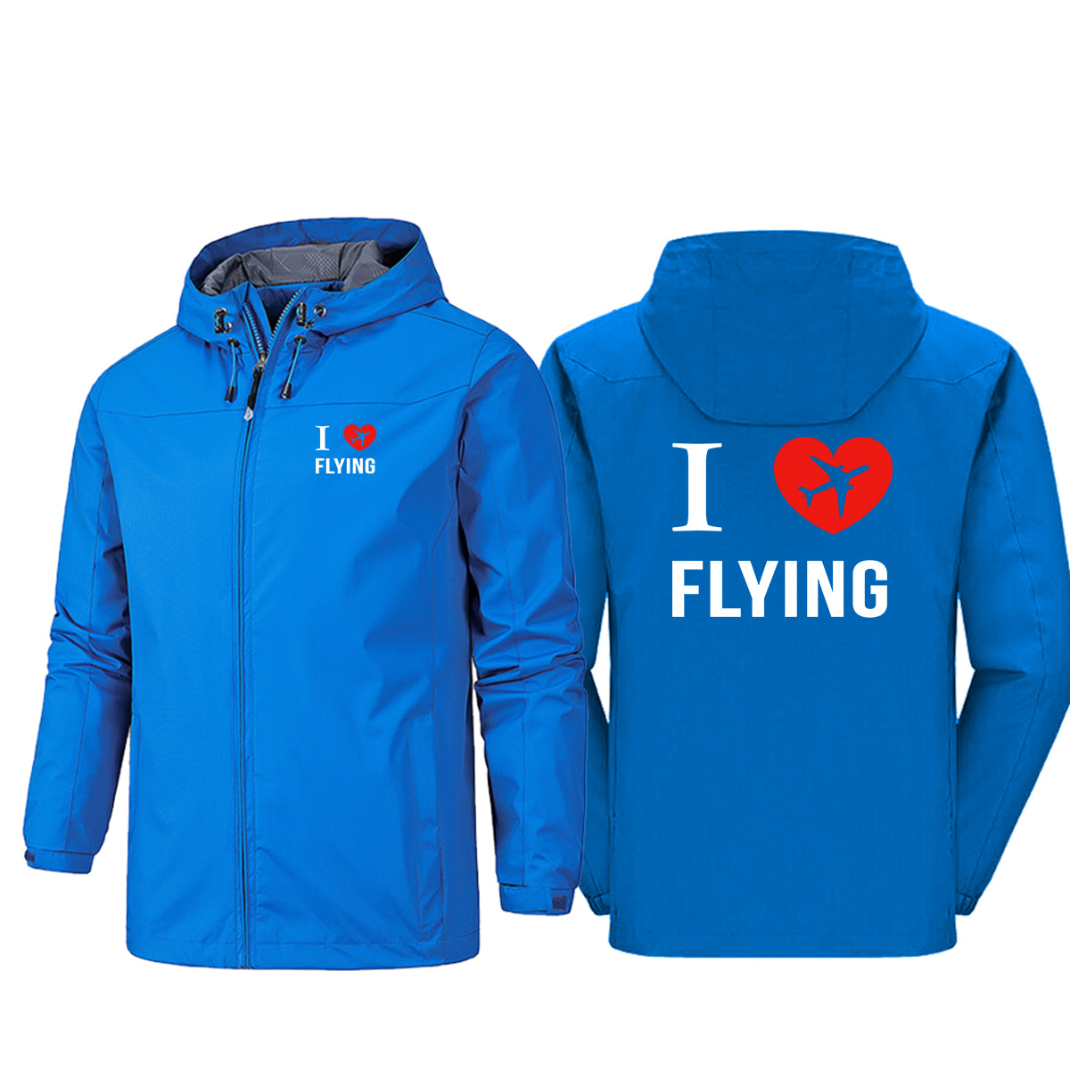 I Love Flying Designed Rain Jackets & Windbreakers