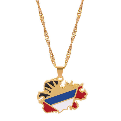 Antigua and Barbuda Map Flag Necklace