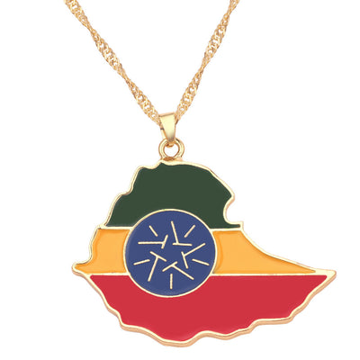 Ethiopia Map Flag Necklace