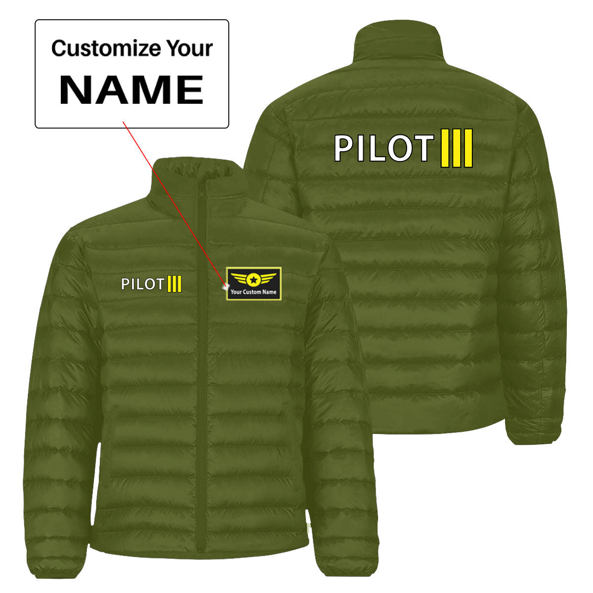 Pilot & Stripes (3 Lines) Designed Padded Jackets – Aviation Shop