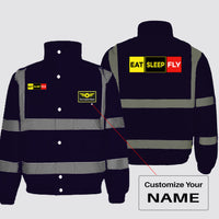 Thumbnail for Eat Sleep Fly (Colourful) Designed Reflective Winter Jackets