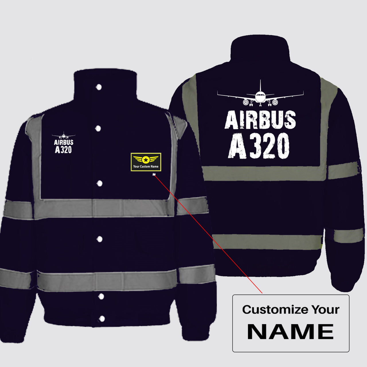 Airbus A320 & Plane Designed Reflective Winter Jackets