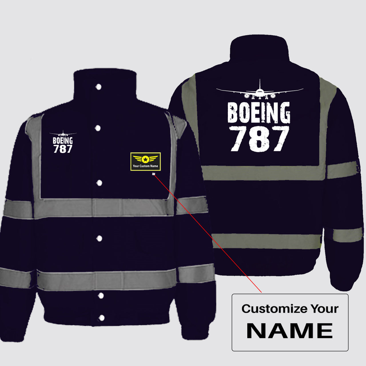 Boeing 787 & Plane Designed Reflective Winter Jackets
