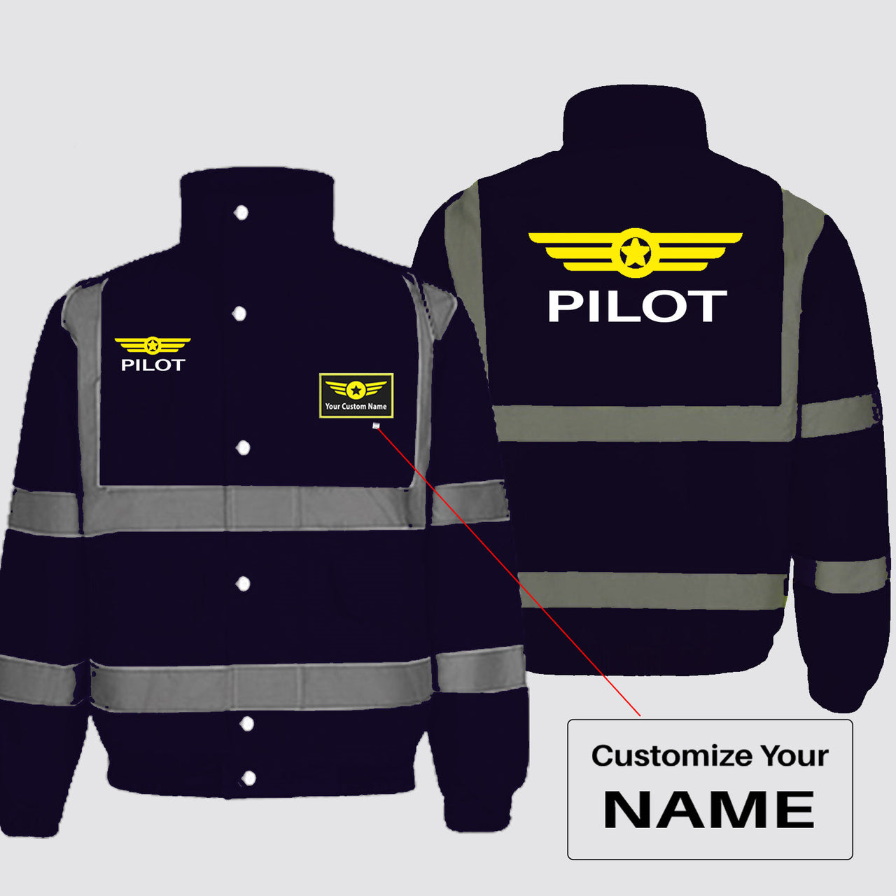 Pilot & Badge Designed Reflective Winter Jackets