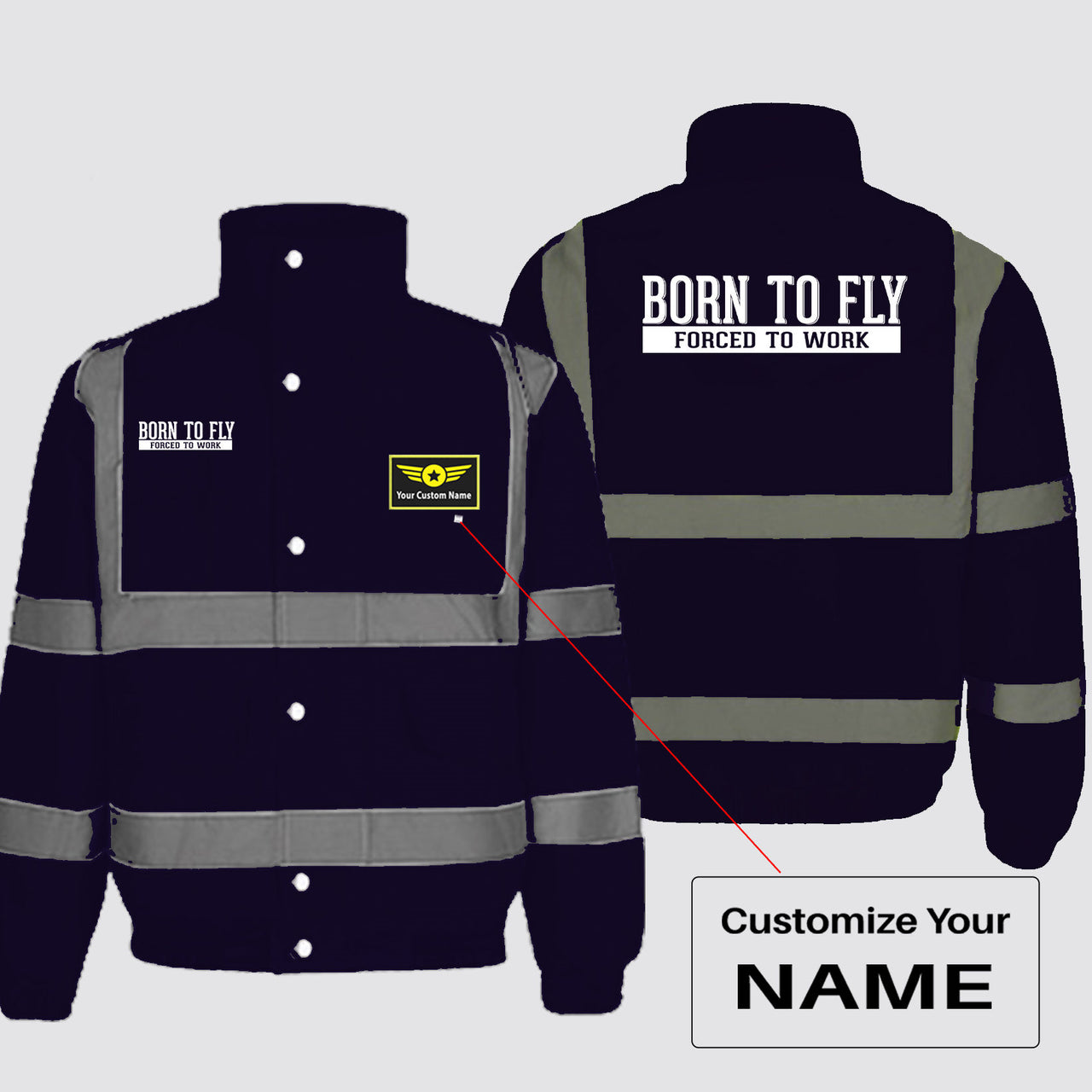 Born To Fly Forced To Work Designed Reflective Winter Jackets