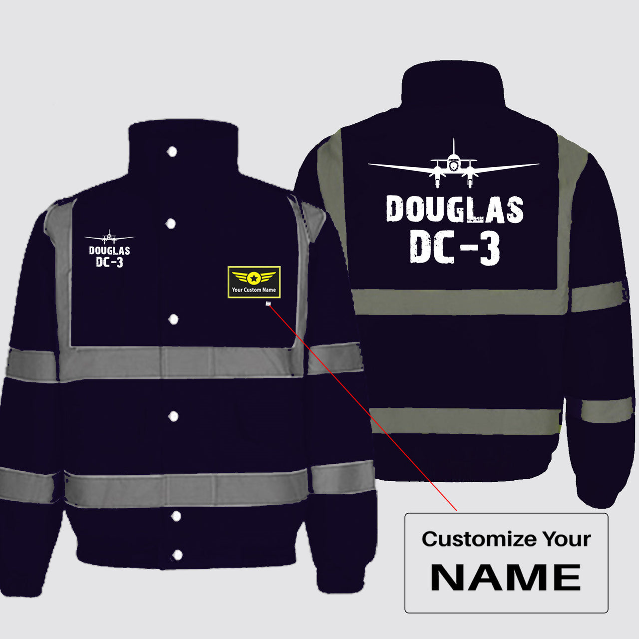 Douglas DC-3 & Plane Designed Reflective Winter Jackets