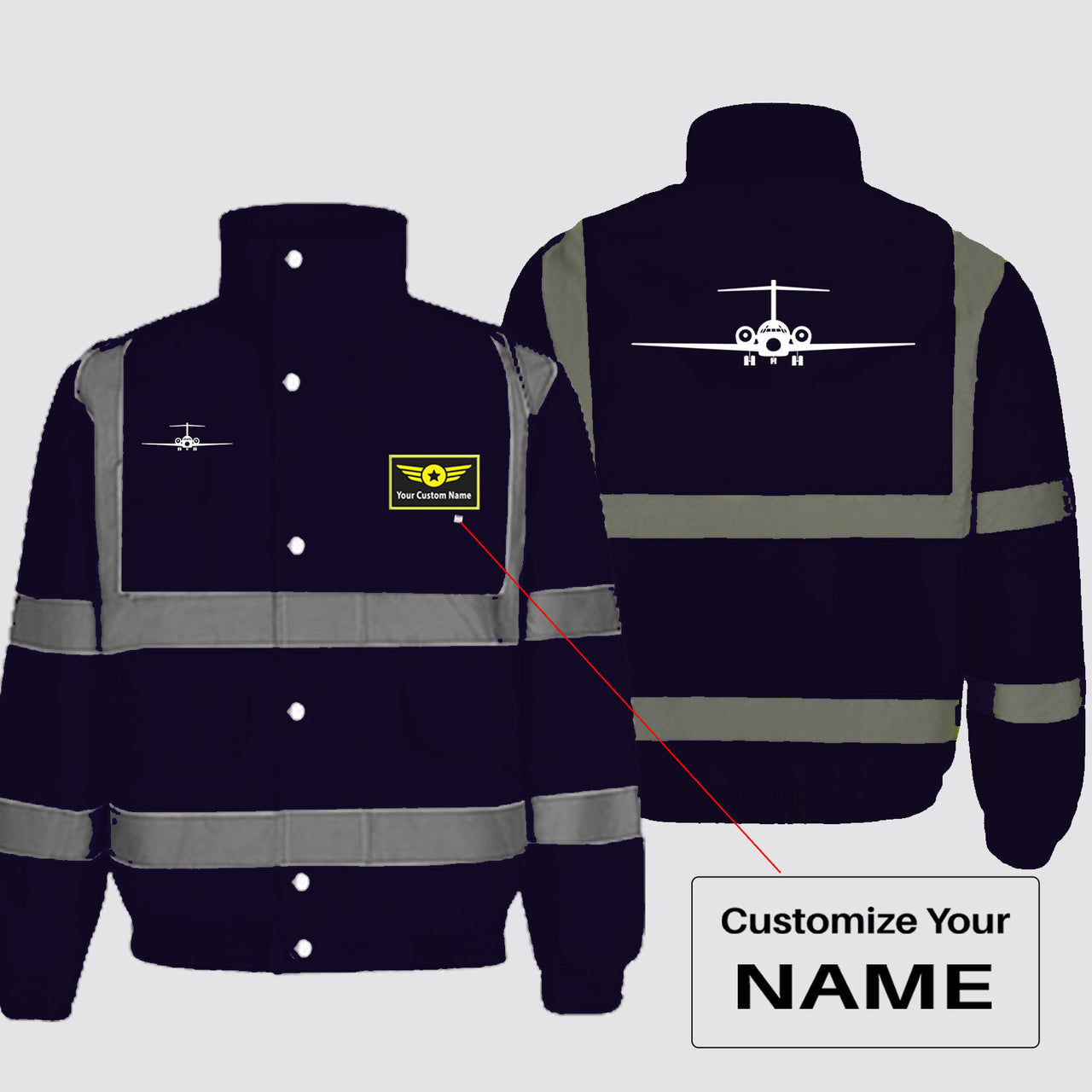 Boeing 717 Silhouette Designed Reflective Winter Jackets