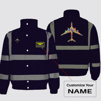 Thumbnail for Colourful Airplane Designed Reflective Winter Jackets