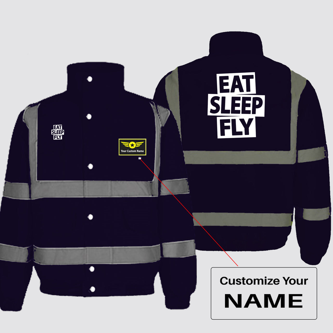 Eat Sleep Fly Designed Reflective Winter Jackets