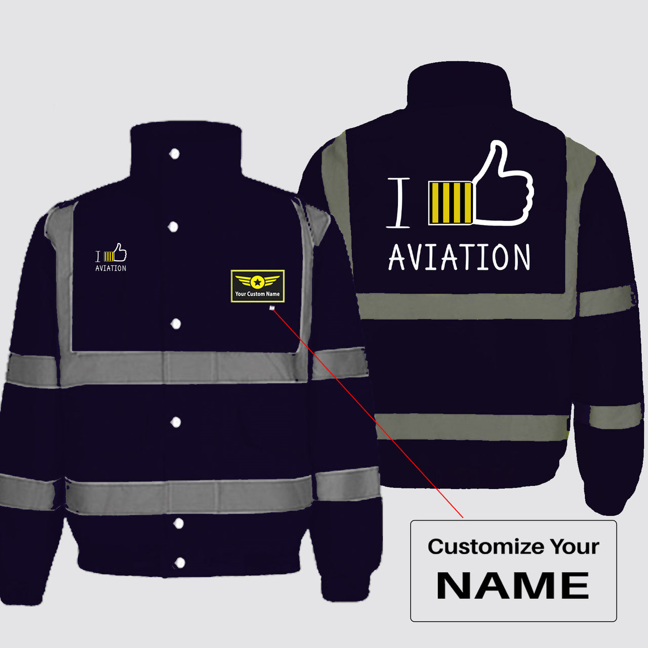 I Like Aviation Designed Reflective Winter Jackets