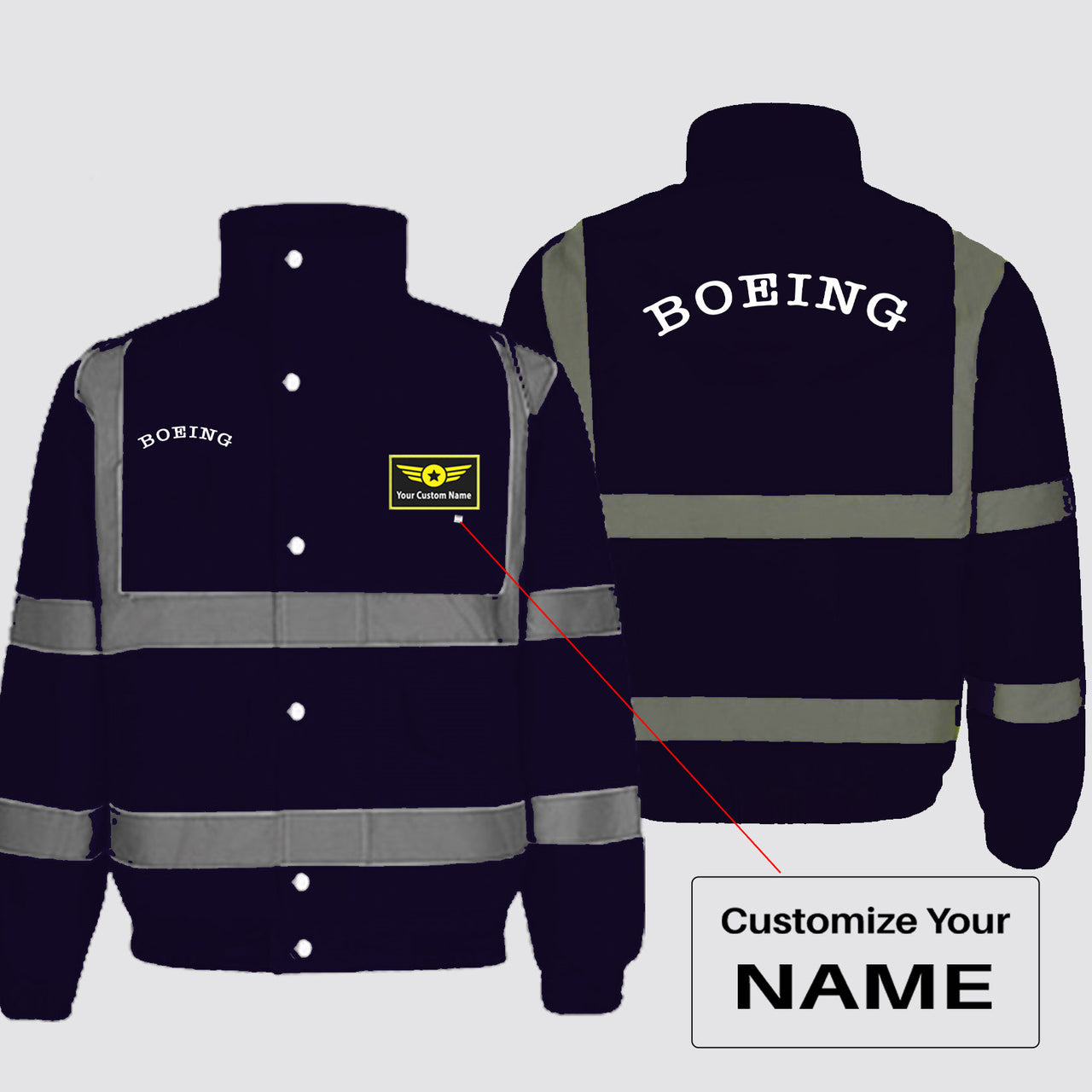 Special BOEING Text Designed Reflective Winter Jackets