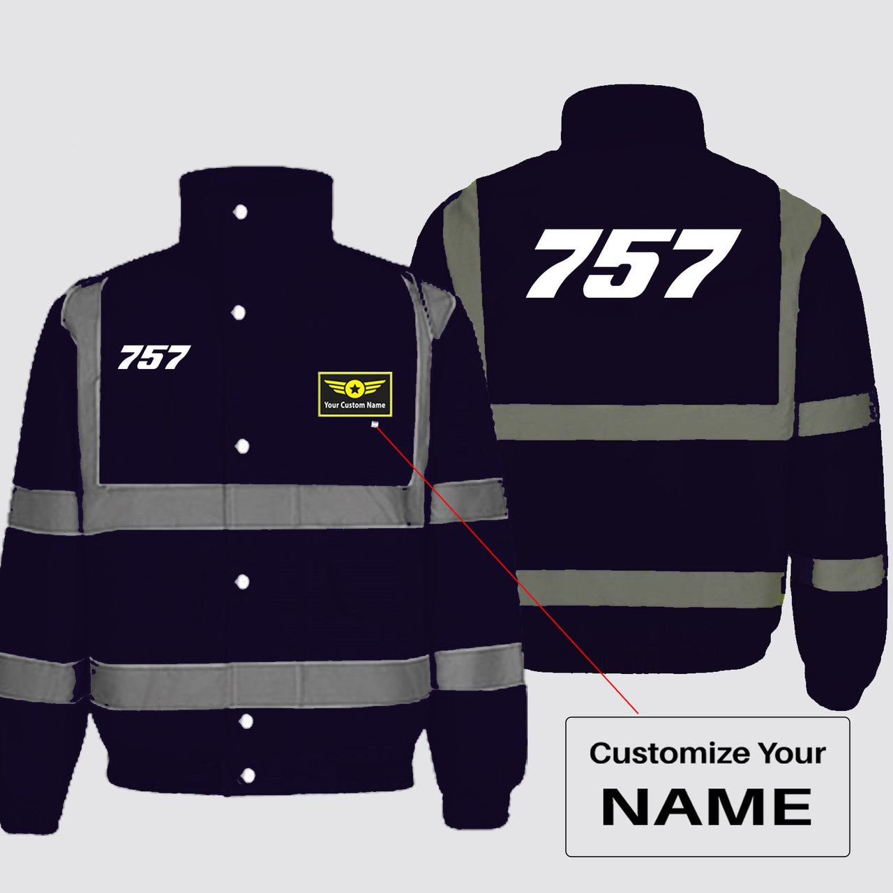 757 Flat Text Designed Reflective Winter Jackets