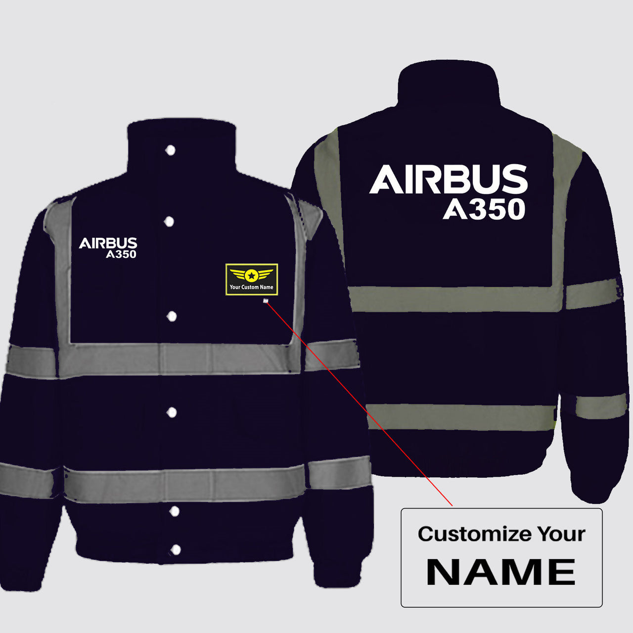 Airbus A350 & Text Designed Reflective Winter Jackets