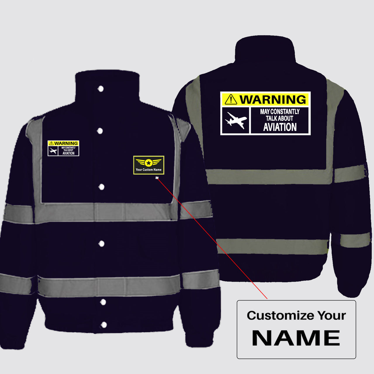 Warning May Constantly Talk About Aviation Designed Reflective Winter Jackets