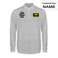 Thumbnail for Eat Sleep Fly Designed Long Sleeve Polo T-Shirts
