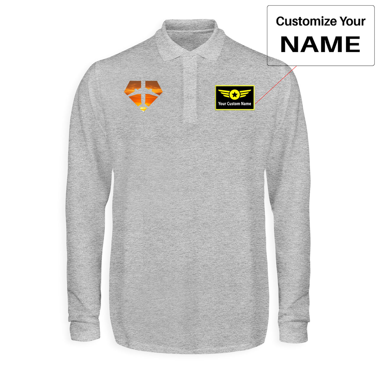 Supermen of The Skies (Sunset) Designed Long Sleeve Polo T-Shirts