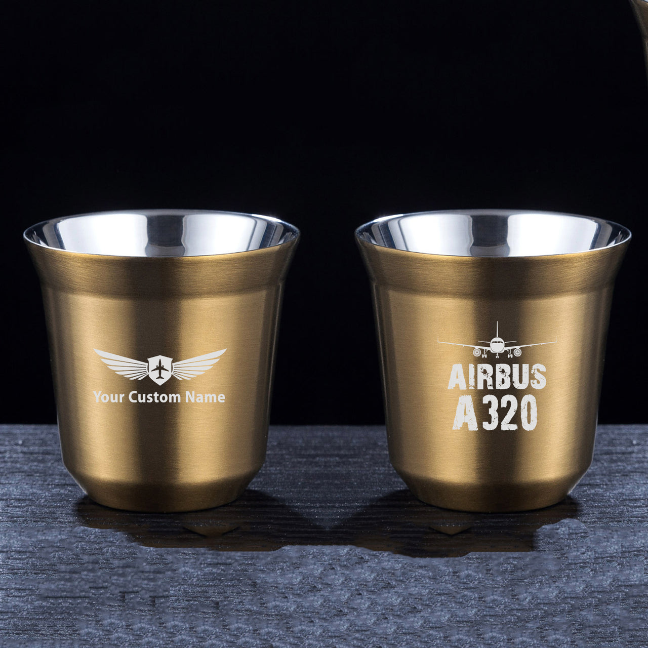 Airbus A320 & Plane Designed Double Wall Stainless Steel Coffee Mugs