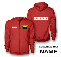 Thumbnail for Cabin Crew Text Designed Zipped Hoodies