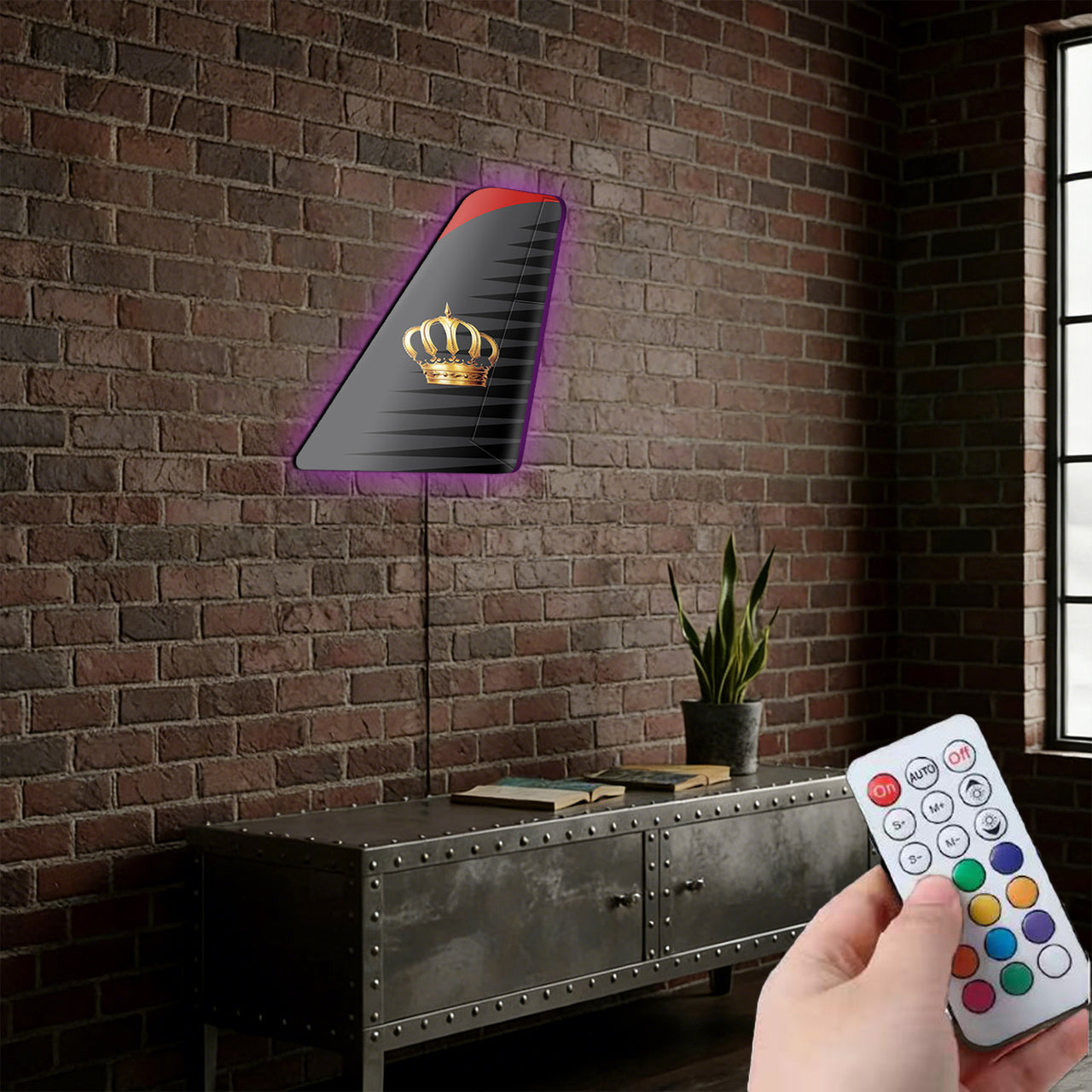 Royal Jordanian Designed Metal Wall LED Aircraft Tail