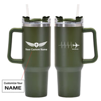 Thumbnail for Aviation Heartbeats Designed 40oz Stainless Steel Car Mug With Holder