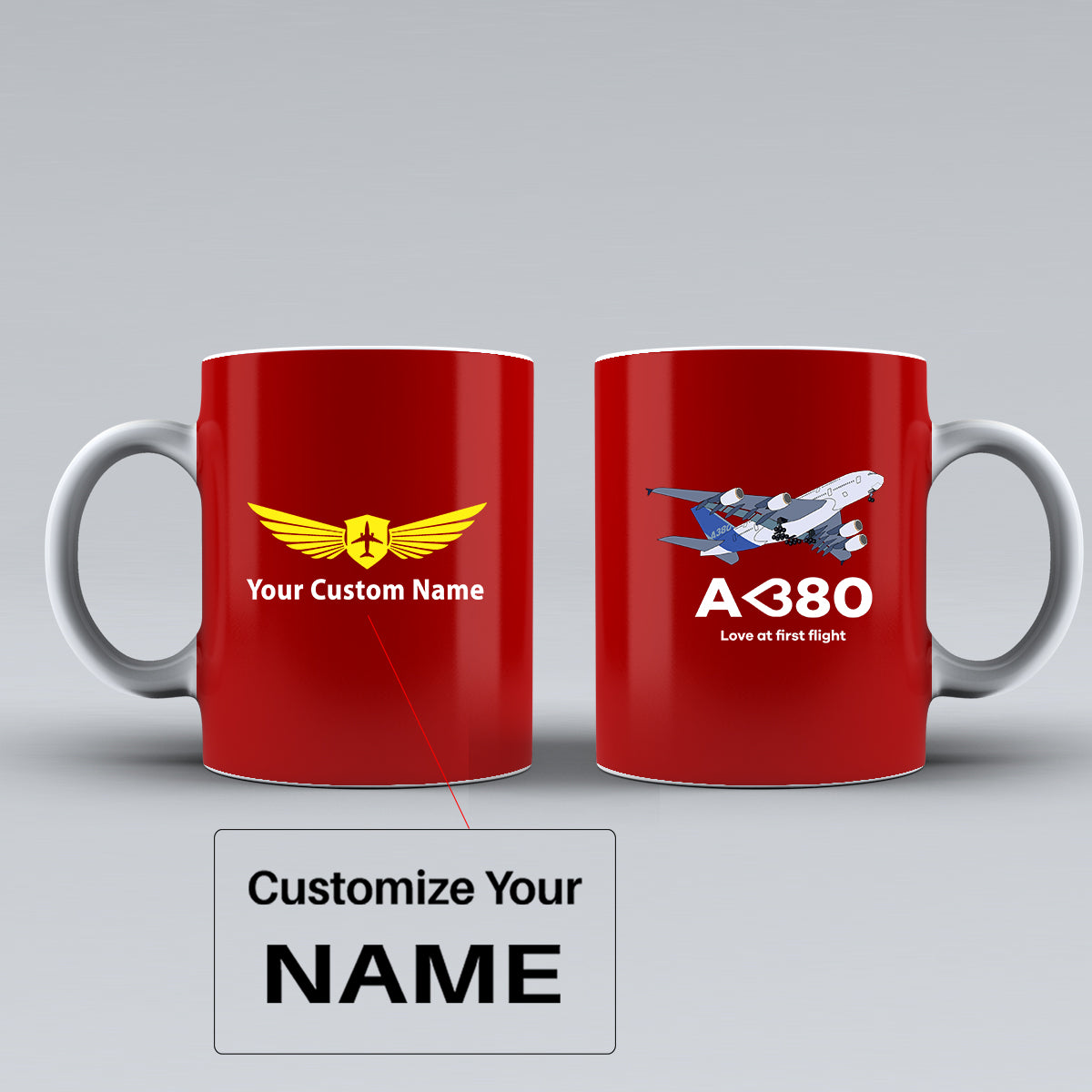 Airbus A380 Love at first flight Designed Ceramic White Mugs