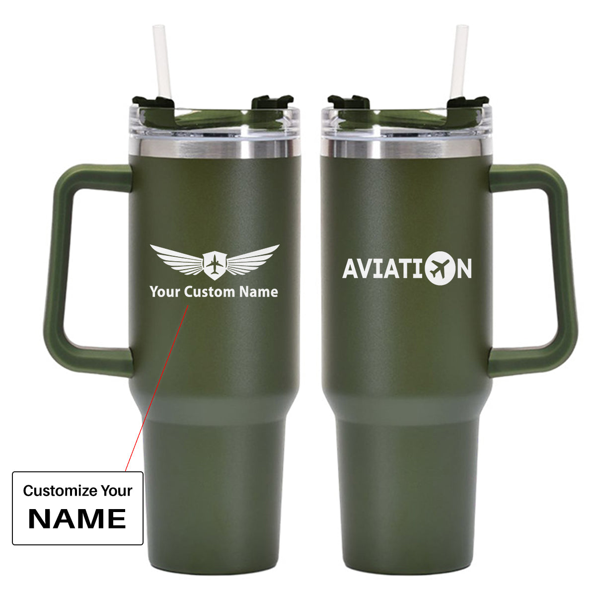 Aviation Designed 40oz Stainless Steel Car Mug With Holder