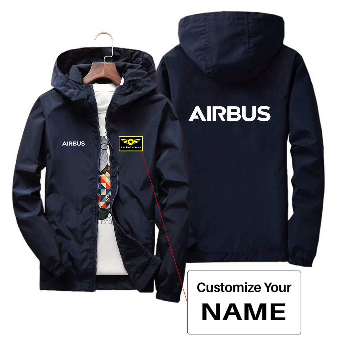Airbus & Text Designed Thin Windbreaker Jackets
