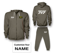 Thumbnail for Boeing 717 & Text Designed Zipped Hoodies & Sweatpants Set