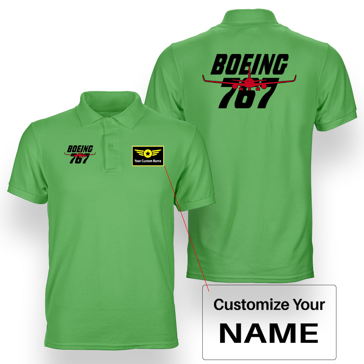 Amazing Boeing 767 Designed Double Side Polo T-Shirts