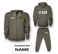 Thumbnail for A320 Flat Text Designed Zipped Hoodies & Sweatpants Set