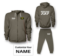 Thumbnail for Boeing 737 & Text Designed Zipped Hoodies & Sweatpants Set