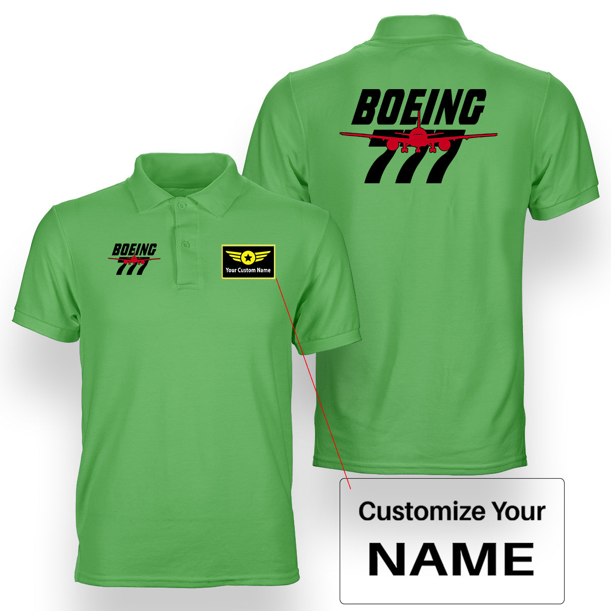 Amazing Boeing 777 Designed Double Side Polo T-Shirts