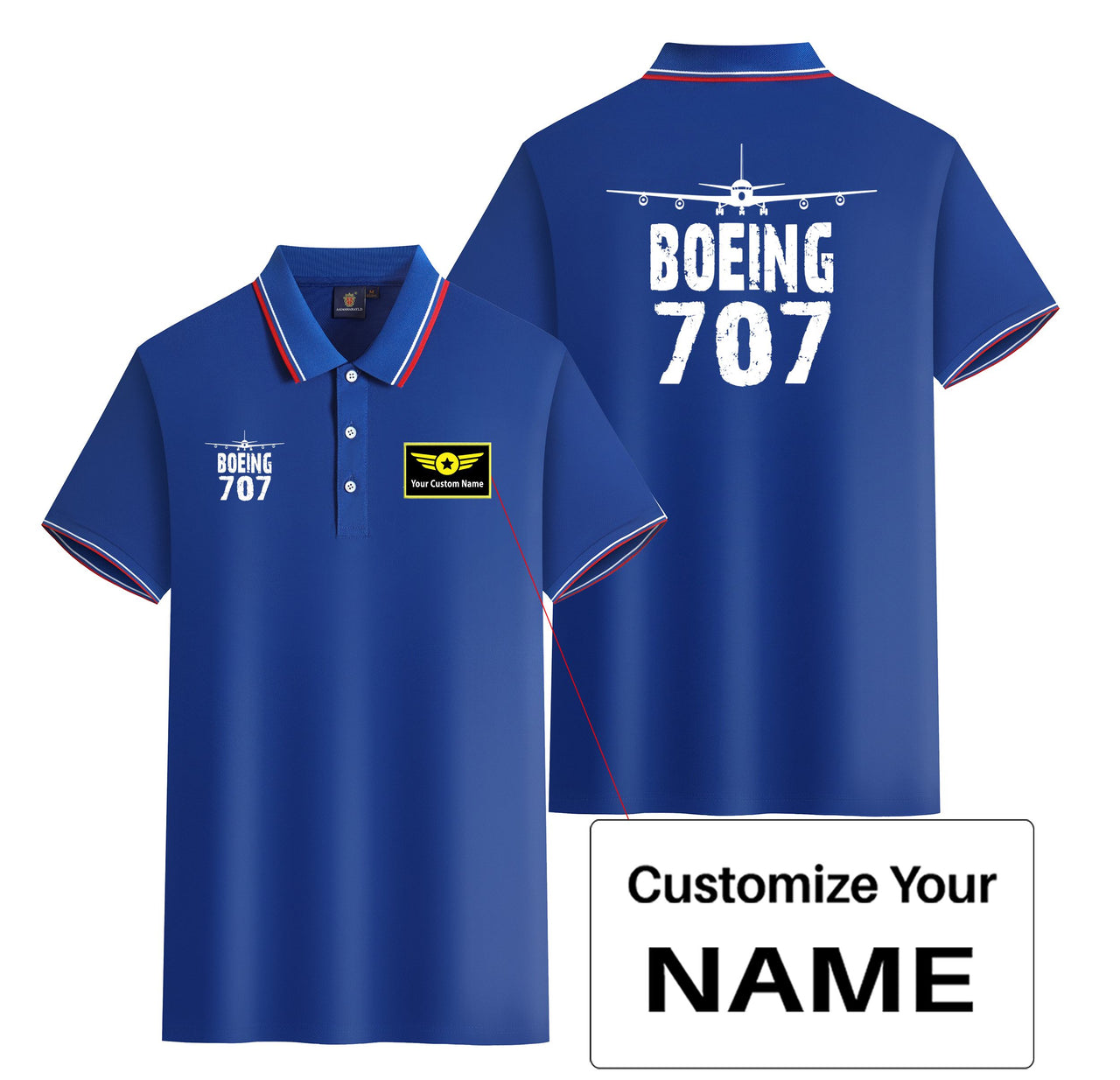 Boeing 707 & Plane Designed Stylish Polo T-Shirts (Double-Side)
