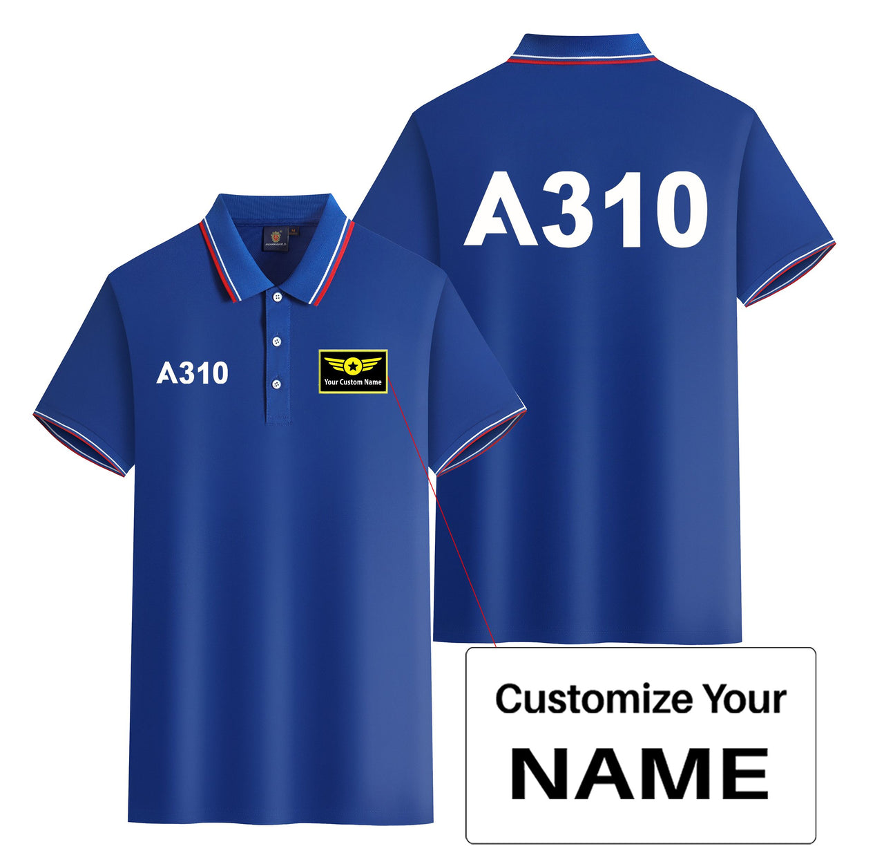 A310 Flat Text Designed Stylish Polo T-Shirts (Double-Side)