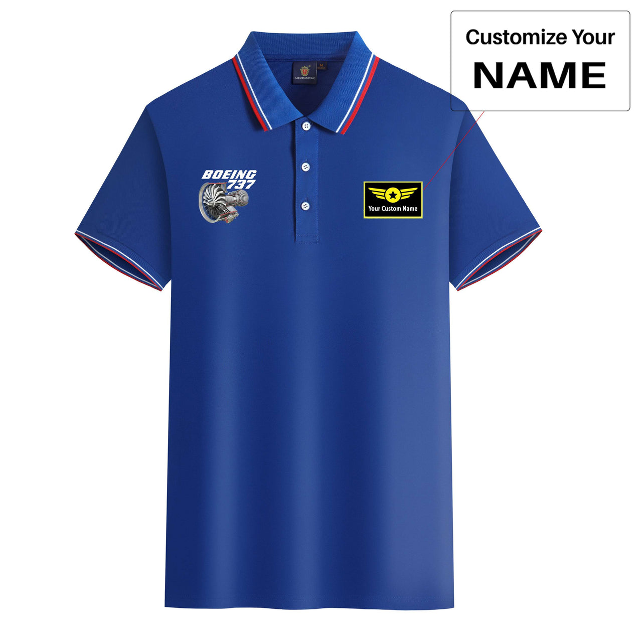 Boeing 737+Text & CFM LEAP-1 Engine Designed Stylish Polo T-Shirts