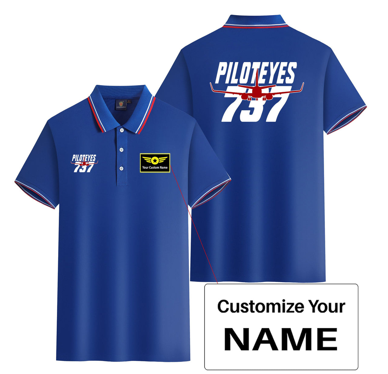 Amazing Piloteyes737 Designed Stylish Polo T-Shirts (Double-Side)