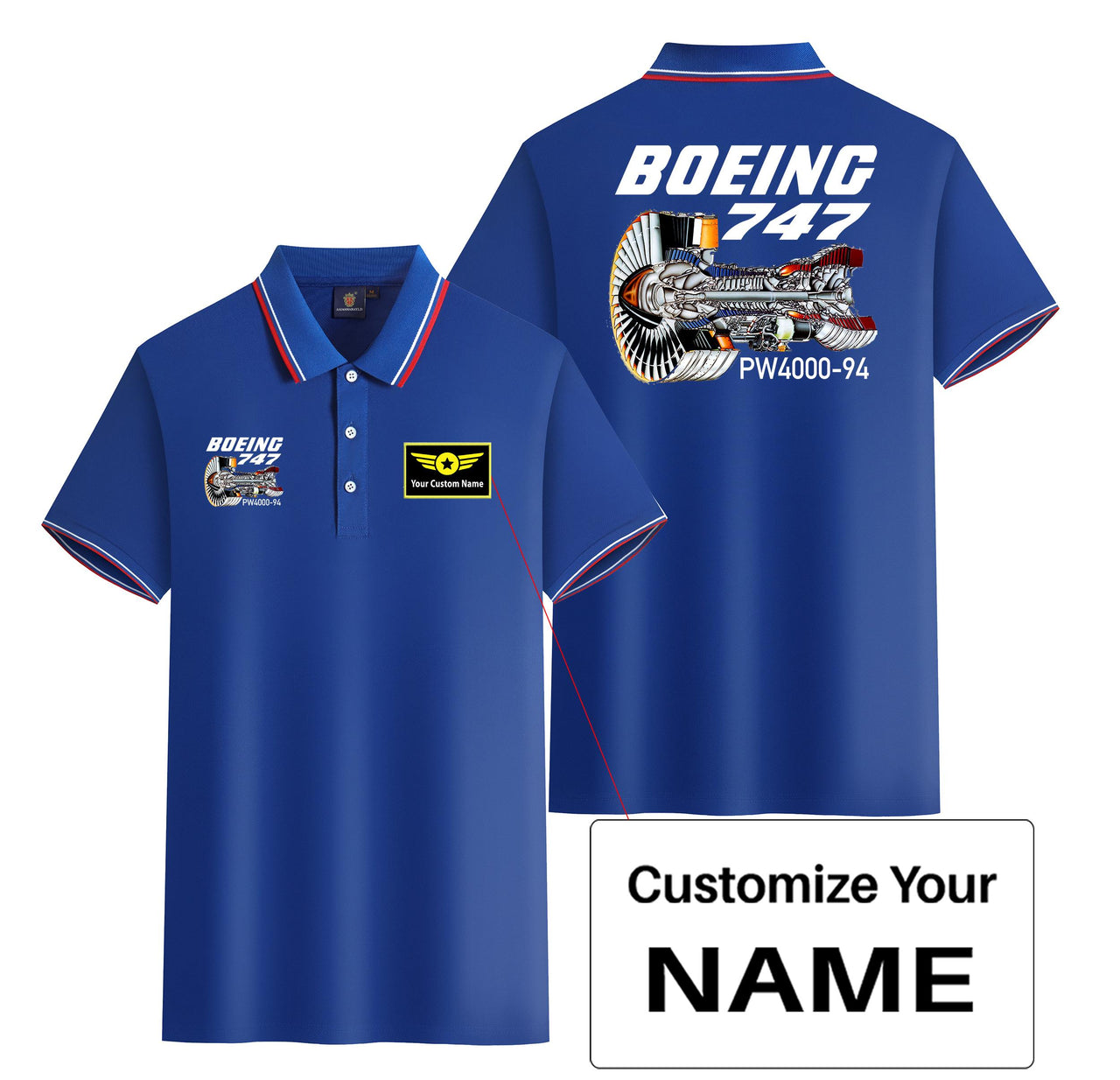 Boeing 747 & PW4000-94 Engine Designed Stylish Polo T-Shirts (Double-Side)