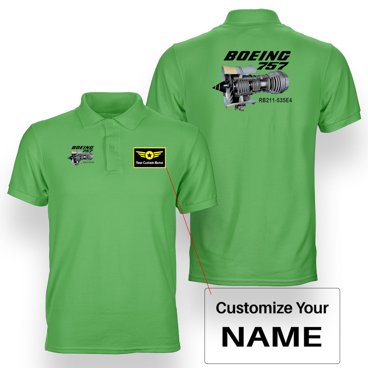 Boeing 757 & Rolls Royce Engine (RB211) Designed Double Side Polo T-Shirts