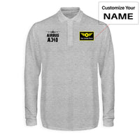 Thumbnail for Airbus A340 & Plane Designed Long Sleeve Polo T-Shirts