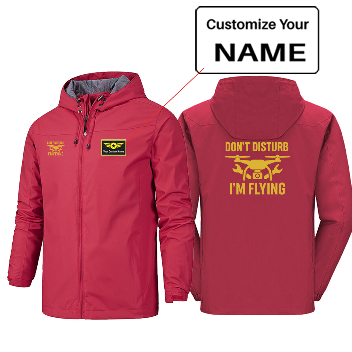Don't Disturb I'm Flying Designed Rain Jackets & Windbreakers
