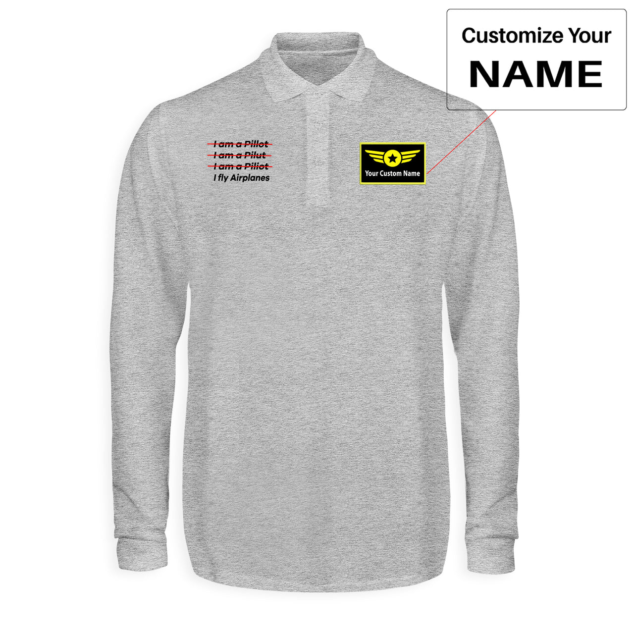 I Fly Airplanes Designed Long Sleeve Polo T-Shirts