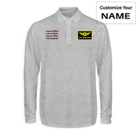 Thumbnail for I Fly Airplanes Designed Long Sleeve Polo T-Shirts