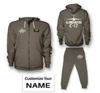 Thumbnail for GlobeMaster C-17 & Plane Designed Zipped Hoodies & Sweatpants Set