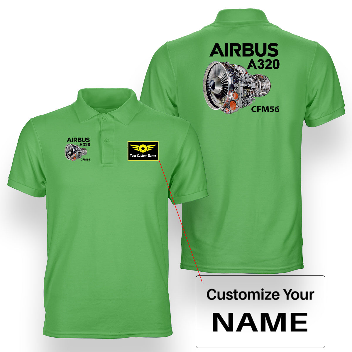 Airbus A320 & CFM56 Engine Designed Double Side Polo T-Shirts