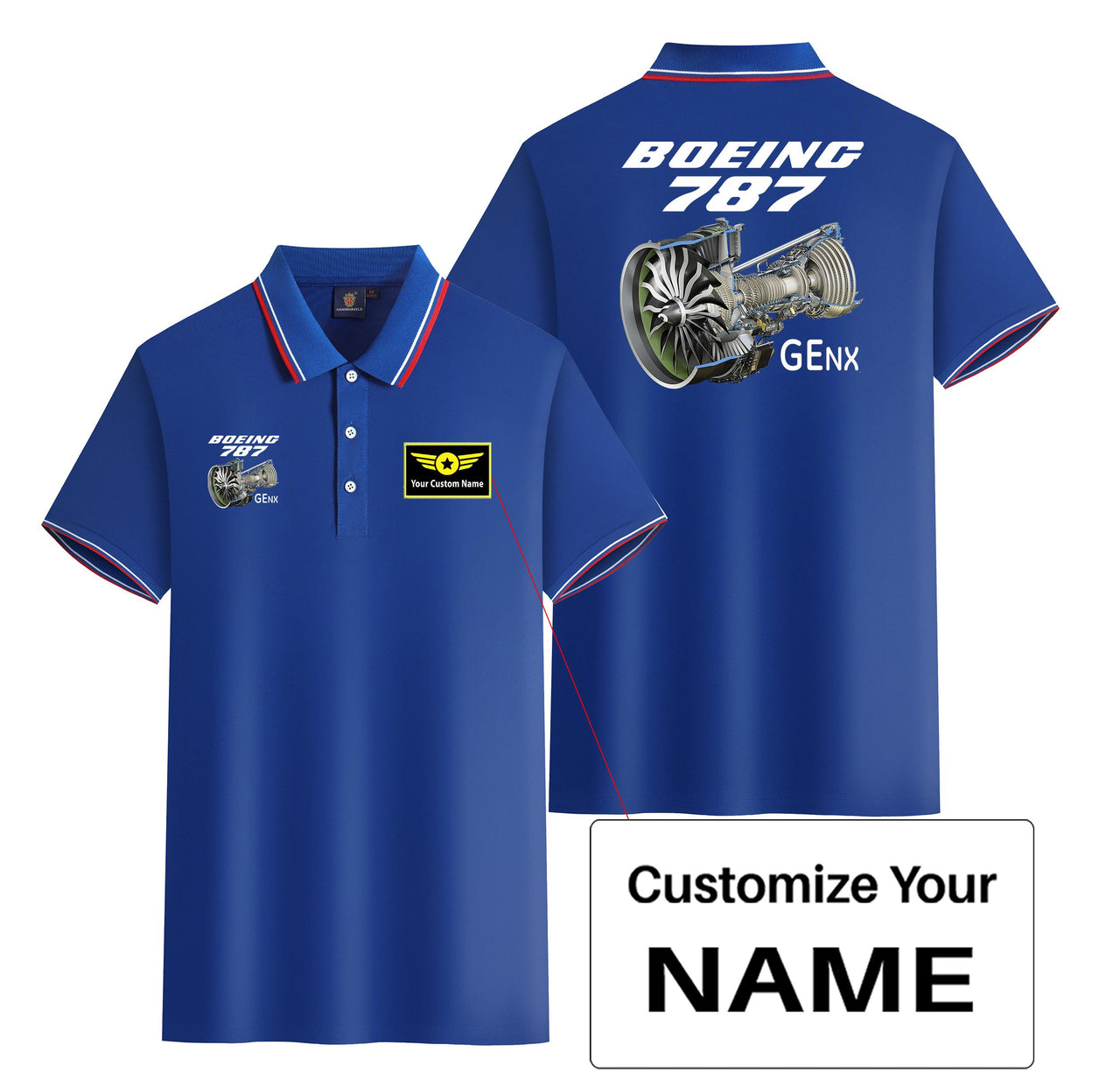 Boeing 787 & GENX Engine Designed Stylish Polo T-Shirts (Double-Side)
