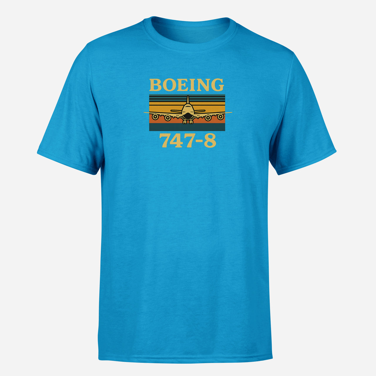 Retro Boeign 747-8 Design Super Quality T-Shirts