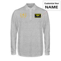 Thumbnail for Leaf & Airplane Designed Long Sleeve Polo T-Shirts