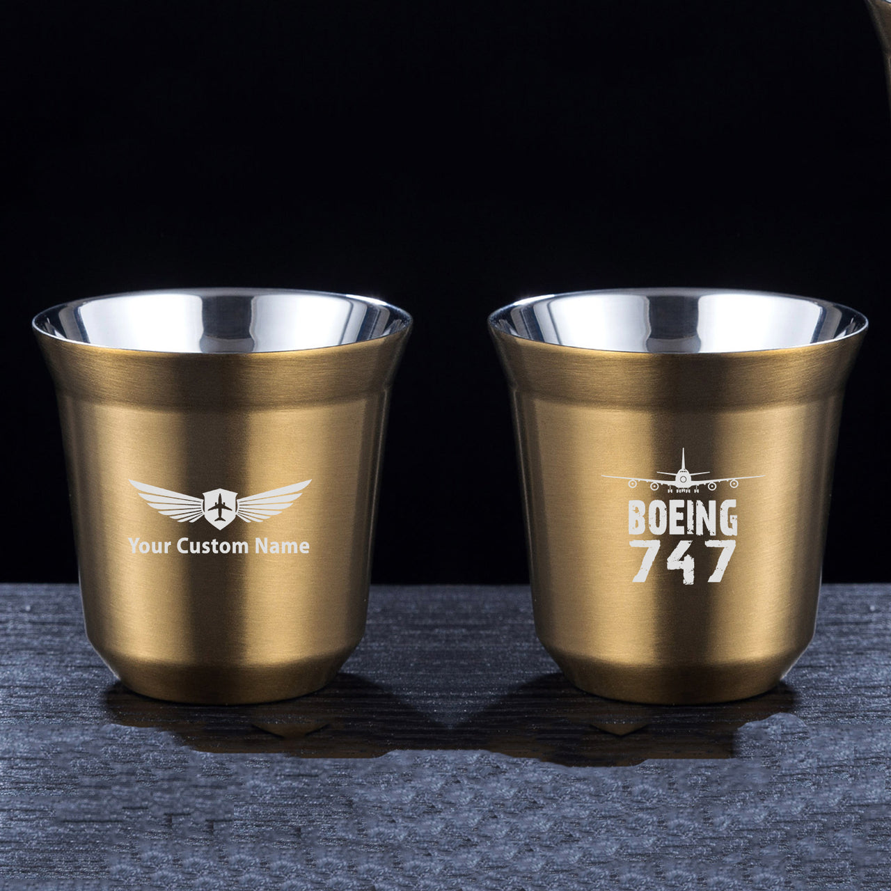Boeing 747 & Plane Designed Double Wall Stainless Steel Coffee Mugs